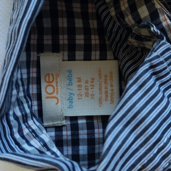 joe fresh railroad stripe button down collared shirt 12-18 months baby boy - Picture 4 of 6